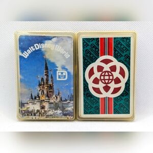 EPCOT CENTER And WALT DISNEY WORLD Vintage Playing Card Decks (2) In Hard Cases